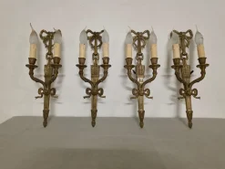 Hot Pamono Louis XVI Style Bronze Wall Lamps, 1940s, Set of 4