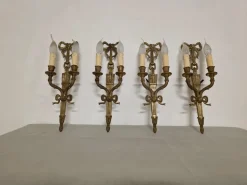 Hot Pamono Louis XVI Style Bronze Wall Lamps, 1940s, Set of 4