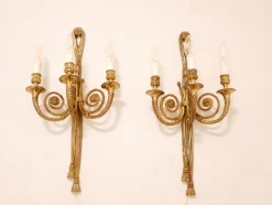 Clearance Pamono Louis XVI Style Gilded Bronze Wall Lights, France, 1950s, Set of 2