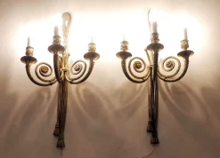 Clearance Pamono Louis XVI Style Gilded Bronze Wall Lights, France, 1950s, Set of 2