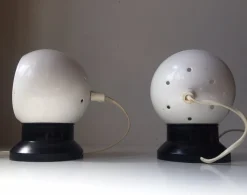 New Pamono Magnetic Danish White Enameled Ball Wall Lamps by E. S. Horn, 1970s, Set of 2