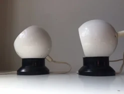 New Pamono Magnetic Danish White Enameled Ball Wall Lamps by E. S. Horn, 1970s, Set of 2