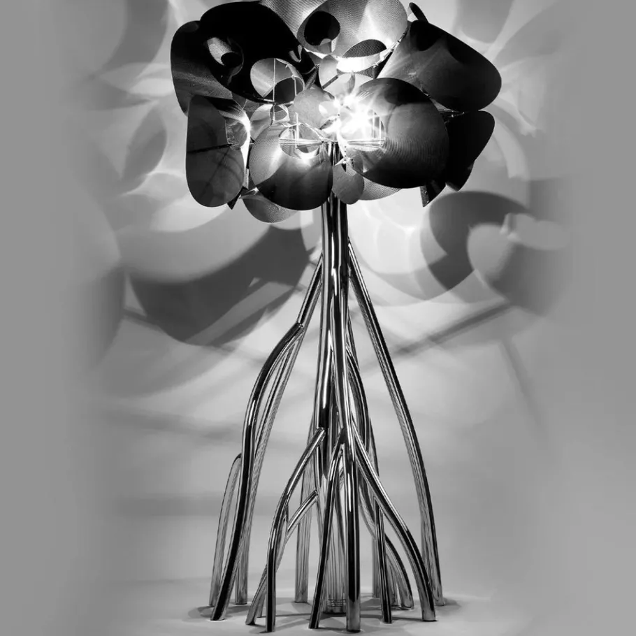 New Pamono Mangrovia EM Floor Lamp in Stainless Steel and Aluminum by Barberini & Gunnell