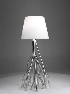 Clearance Pamono Mangrovia Floor Lamp in Colored Stainless Steel and Linen by Barberini & Gunnell