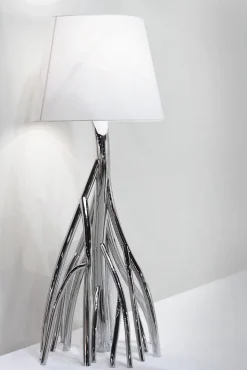 Pamono Mangrovia Floor Lamp in Polished Stainless Steel and Linen by Barberini & Gunnell