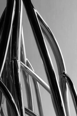 Pamono Mangrovia Floor Lamp in Polished Stainless Steel and Linen by Barberini & Gunnell