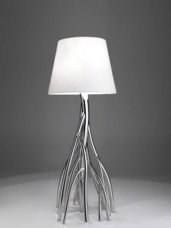 Pamono Mangrovia Floor Lamp in Polished Stainless Steel and Linen by Barberini & Gunnell