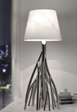 Pamono Mangrovia Floor Lamp in Polished Stainless Steel and Linen by Barberini & Gunnell