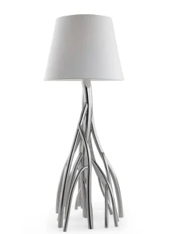 Pamono Mangrovia Floor Lamp in Polished Stainless Steel and Linen by Barberini & Gunnell