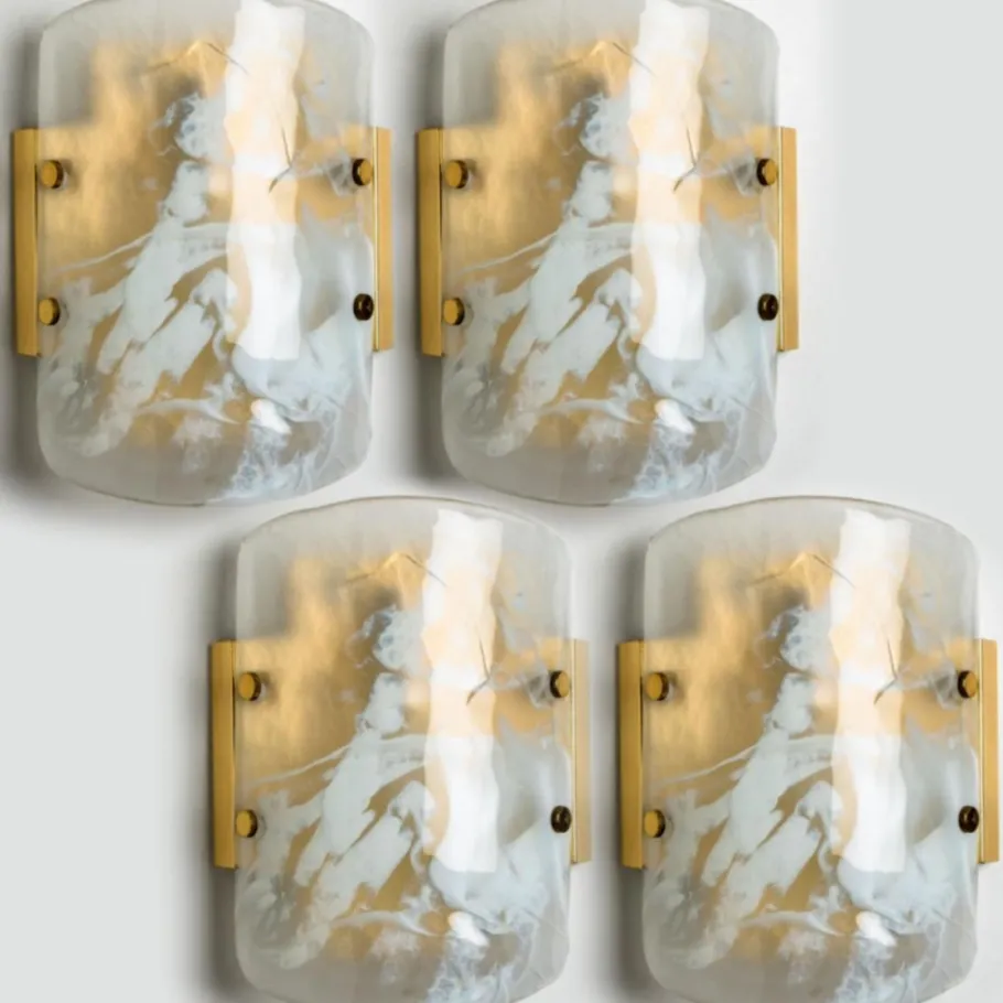 Clearance Pamono Marble & Murano Glass Wall Light Fixture from Hillebrand, 1960s