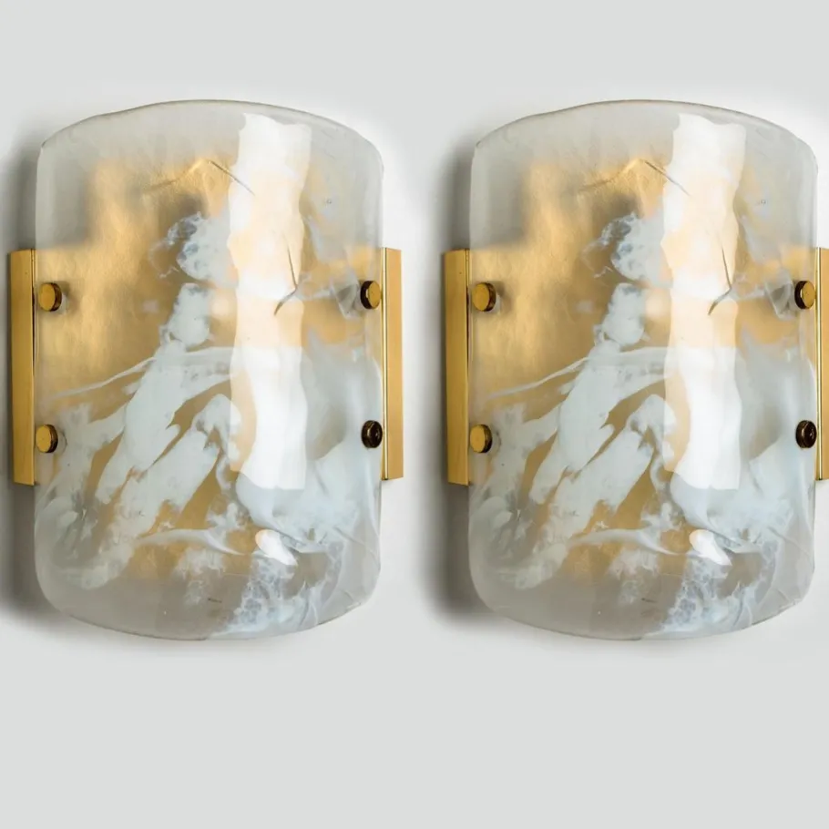 Clearance Pamono Marble & Murano Glass Wall Light Fixture from Hillebrand, 1960s