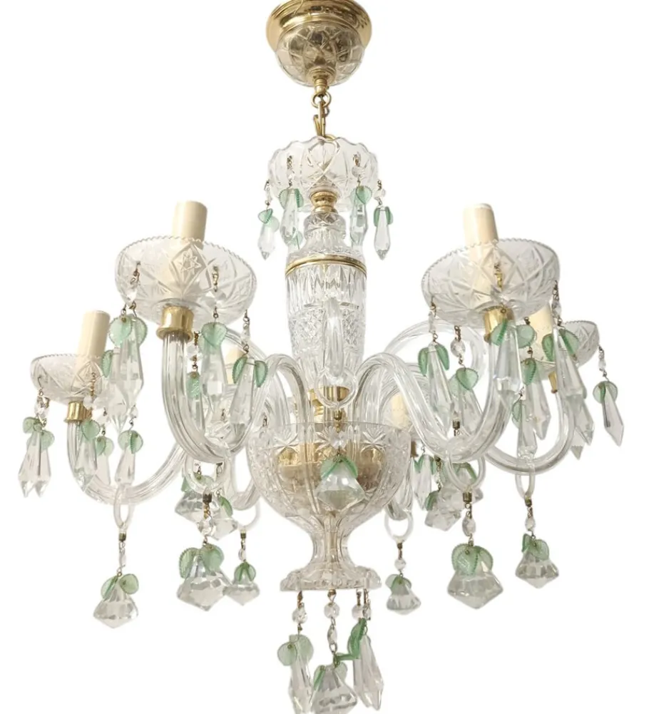 Clearance Pamono Maria Teresa Chandelier in Green Murano, 1950s