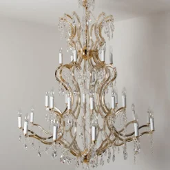 Sale Pamono Maria Theresa Gold-Plated Swarovski Chandelier, 1950