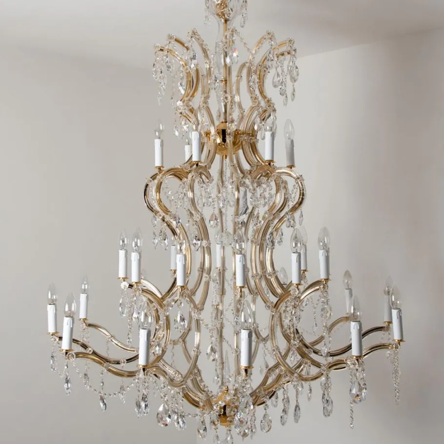 Sale Pamono Maria Theresa Gold-Plated Swarovski Chandelier, 1950