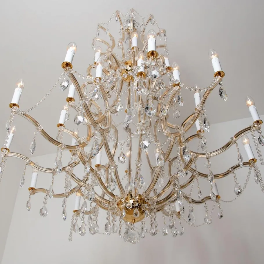 Sale Pamono Maria Theresa Gold-Plated Swarovski Chandelier, 1950