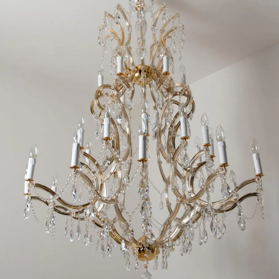 Sale Pamono Maria Theresa Gold-Plated Swarovski Chandelier, 1950