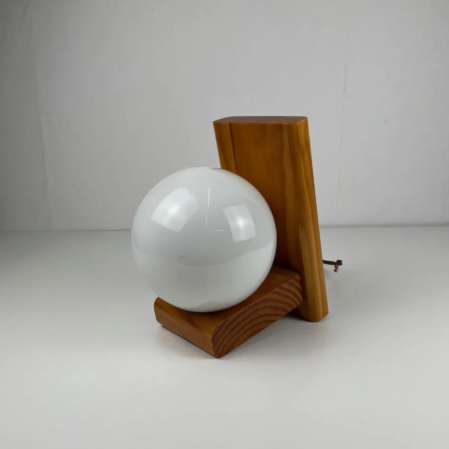 Hot Pamono MCM Wood and Glass Wall Sconce, 1950s