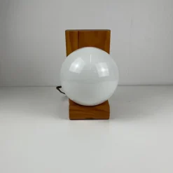 Hot Pamono MCM Wood and Glass Wall Sconce, 1950s