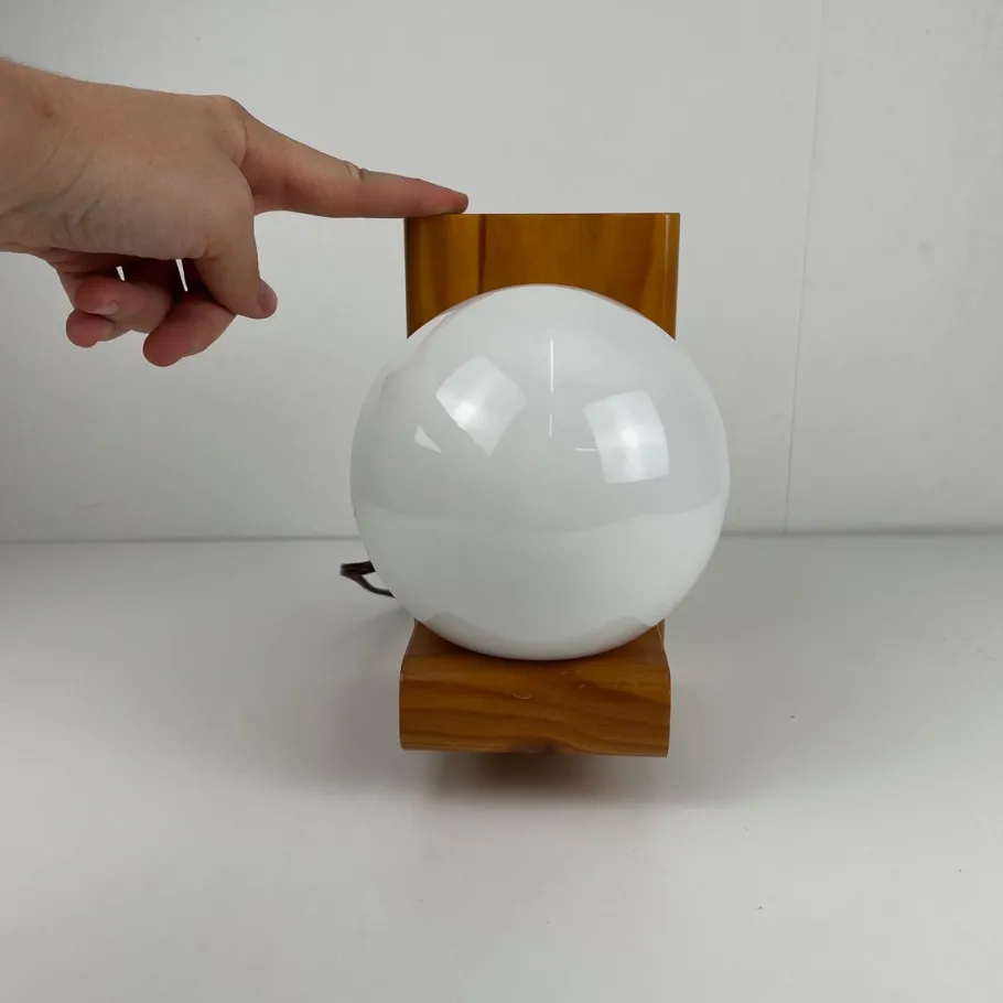 Hot Pamono MCM Wood and Glass Wall Sconce, 1950s