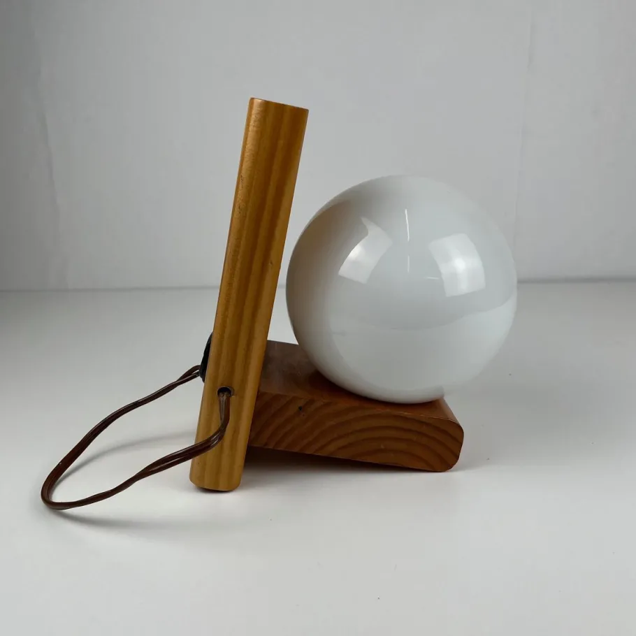 Hot Pamono MCM Wood and Glass Wall Sconce, 1950s