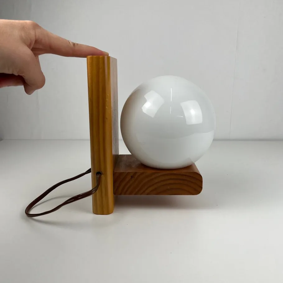 Hot Pamono MCM Wood and Glass Wall Sconce, 1950s