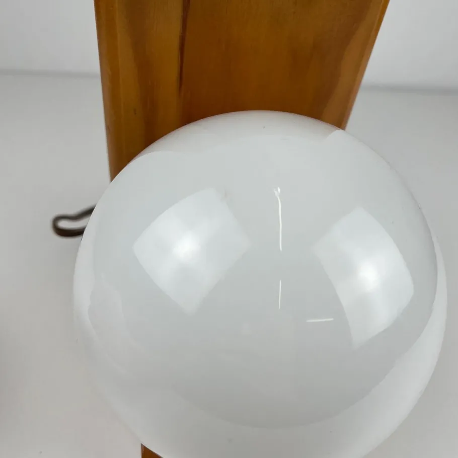 Hot Pamono MCM Wood and Glass Wall Sconce, 1950s