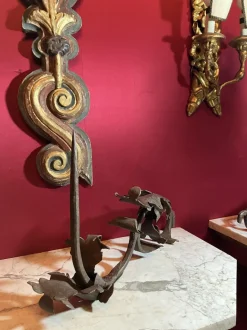 Sale Pamono Medieval Iron Torch Wall Sconce, Tuscany, Italy, 13th Century