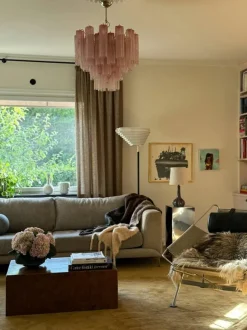 Sale Pamono Medium Tubular Murano Chandelier with Pink Marble