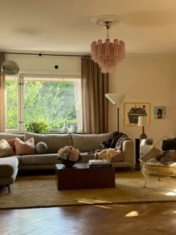 Sale Pamono Medium Tubular Murano Chandelier with Pink Marble