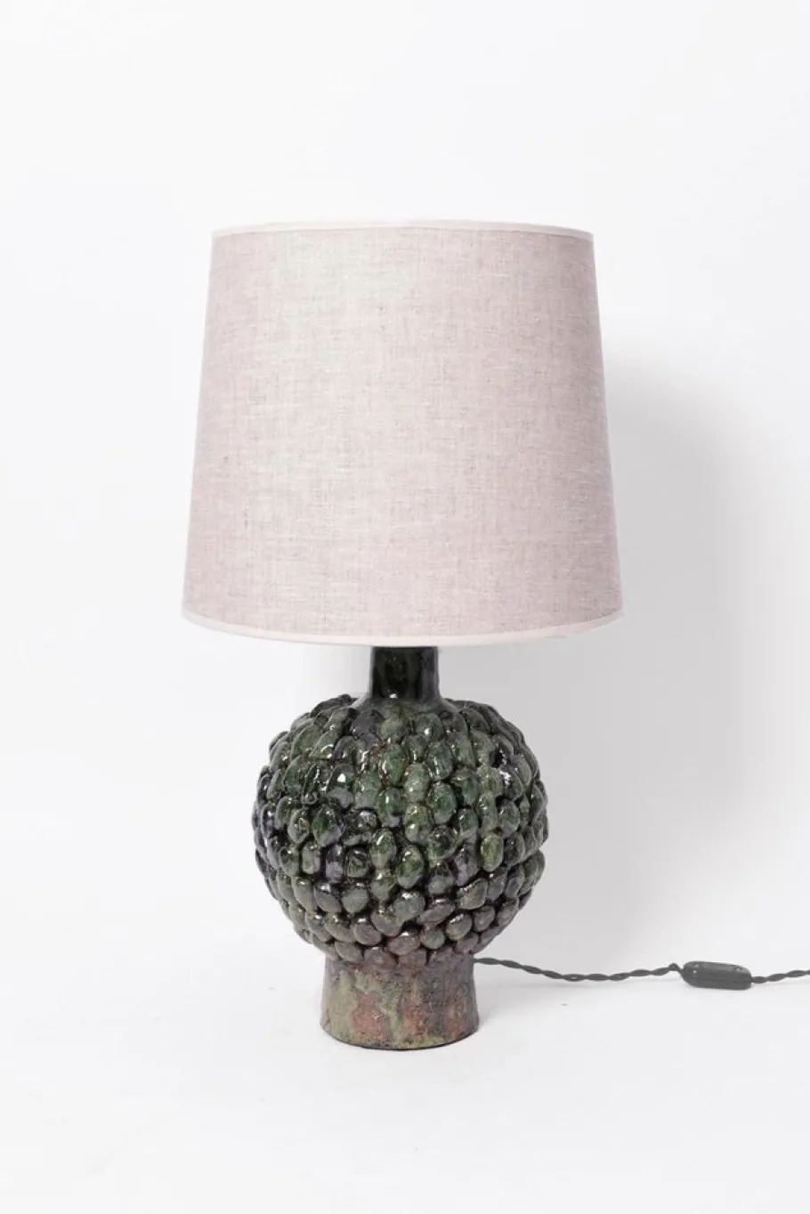 Discount Pamono Melides Green and Black Terracota Lamp by Barracuda Interiors