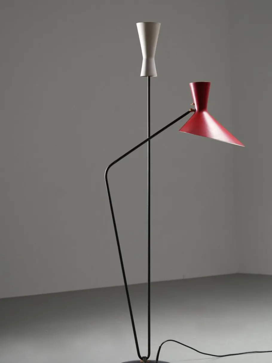 Sale Pamono Metal and Brass Floor Lamp attributed to Carl Moor for BAG Turgi, Switzerland, 1950s