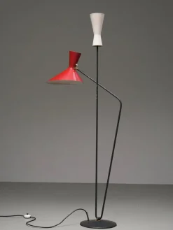 Sale Pamono Metal and Brass Floor Lamp attributed to Carl Moor for BAG Turgi, Switzerland, 1950s