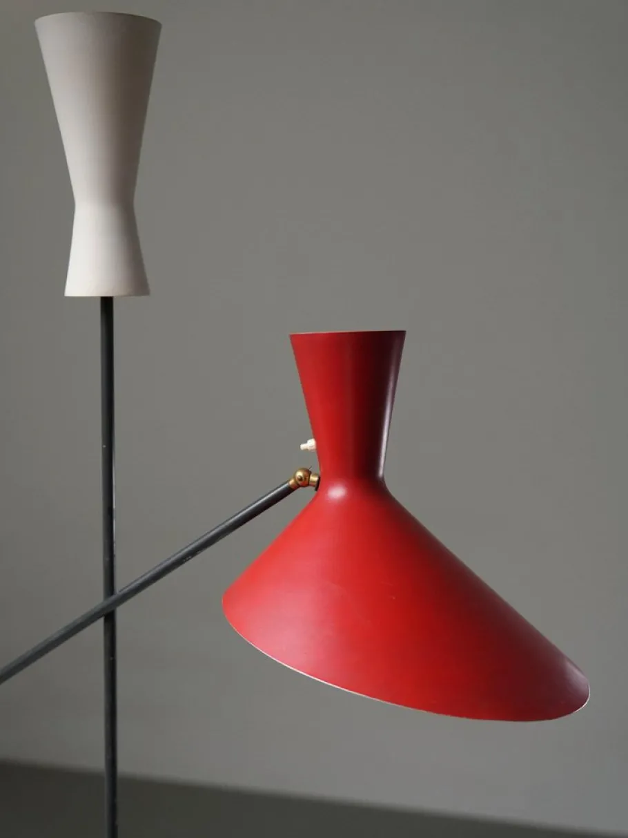 Sale Pamono Metal and Brass Floor Lamp attributed to Carl Moor for BAG Turgi, Switzerland, 1950s