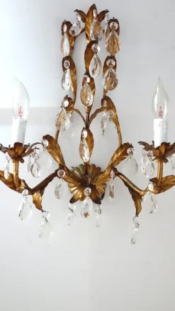 Discount Pamono Metal and Crystal Wall Lamp by Lucienne Monique Firenze, 1960s