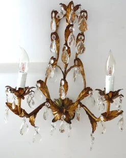 Discount Pamono Metal and Crystal Wall Lamp by Lucienne Monique Firenze, 1960s