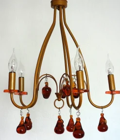 Clearance Pamono Metal and Murano Glass Fruit Chandelier from Momo Lindau Bodensee, 1970s