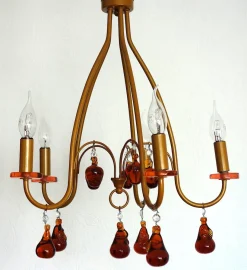 Clearance Pamono Metal and Murano Glass Fruit Chandelier from Momo Lindau Bodensee, 1970s