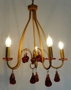Clearance Pamono Metal and Murano Glass Fruit Chandelier from Momo Lindau Bodensee, 1970s