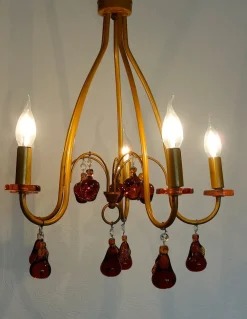 Clearance Pamono Metal and Murano Glass Fruit Chandelier from Momo Lindau Bodensee, 1970s