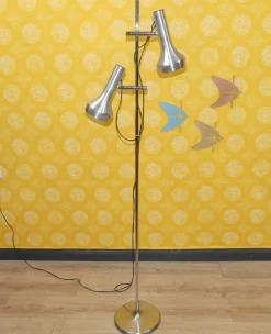 Outlet Pamono Metallic Silver Floor Lamp from SLZ Swisslamps International, 1970s