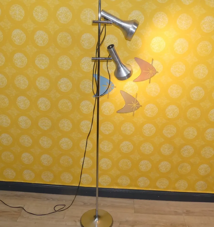 Outlet Pamono Metallic Silver Floor Lamp from SLZ Swisslamps International, 1970s