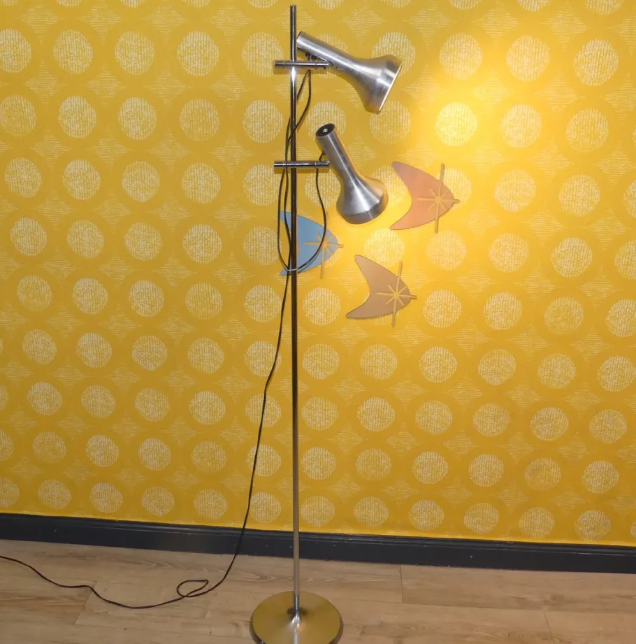 Outlet Pamono Metallic Silver Floor Lamp from SLZ Swisslamps International, 1970s