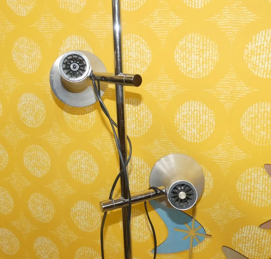 Outlet Pamono Metallic Silver Floor Lamp from SLZ Swisslamps International, 1970s