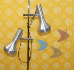 Outlet Pamono Metallic Silver Floor Lamp from SLZ Swisslamps International, 1970s