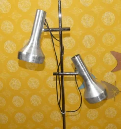 Outlet Pamono Metallic Silver Floor Lamp from SLZ Swisslamps International, 1970s