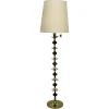 Pamono Mid 20th Century Floor Lamp with Wooden Stem Stacked with Brass