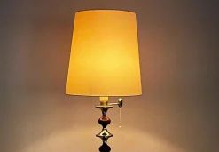 Pamono Mid 20th Century Floor Lamp with Wooden Stem Stacked with Brass