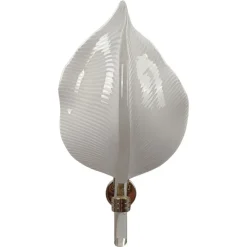 Hot Pamono Mid 20th Century Modern White Striped Murano Glass Leaf Sconce, Italy, 1960s