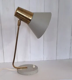 Hot Pamono Mid-Century Adjustable Desk Lamp with Grey Lacquered Metal Frame and Brass Holder, 1960s