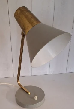 Hot Pamono Mid-Century Adjustable Desk Lamp with Grey Lacquered Metal Frame and Brass Holder, 1960s